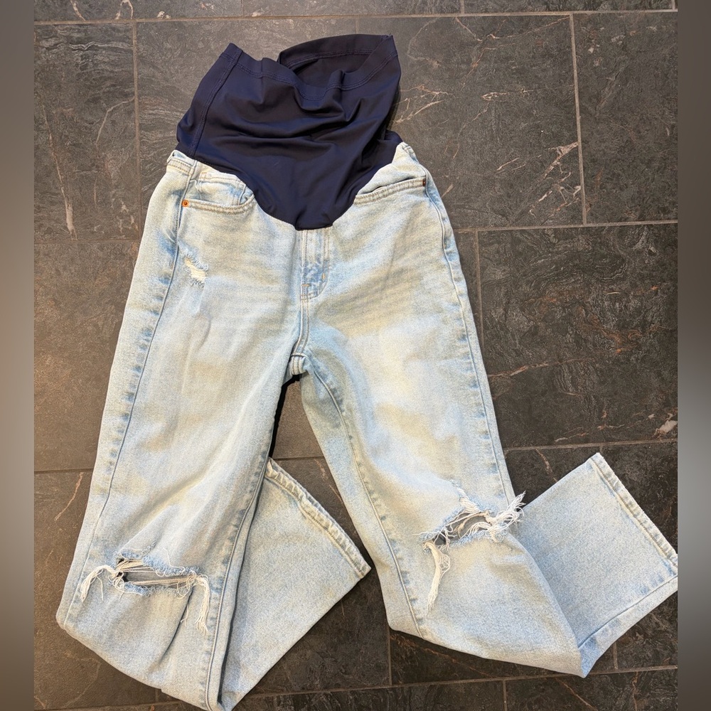 Pink Blush Light Wash maternity jeans